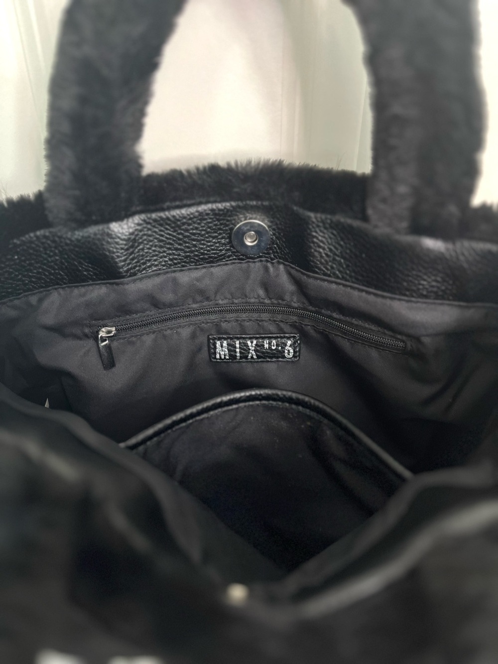 Mix No. 6 Faux Fur Mini Tote Purse with Removable Crossbody Strap - Picture 4 of 4